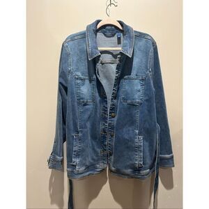 Isaac Mizrahi Live! Indigo True Denim Jacket with Waist Tie